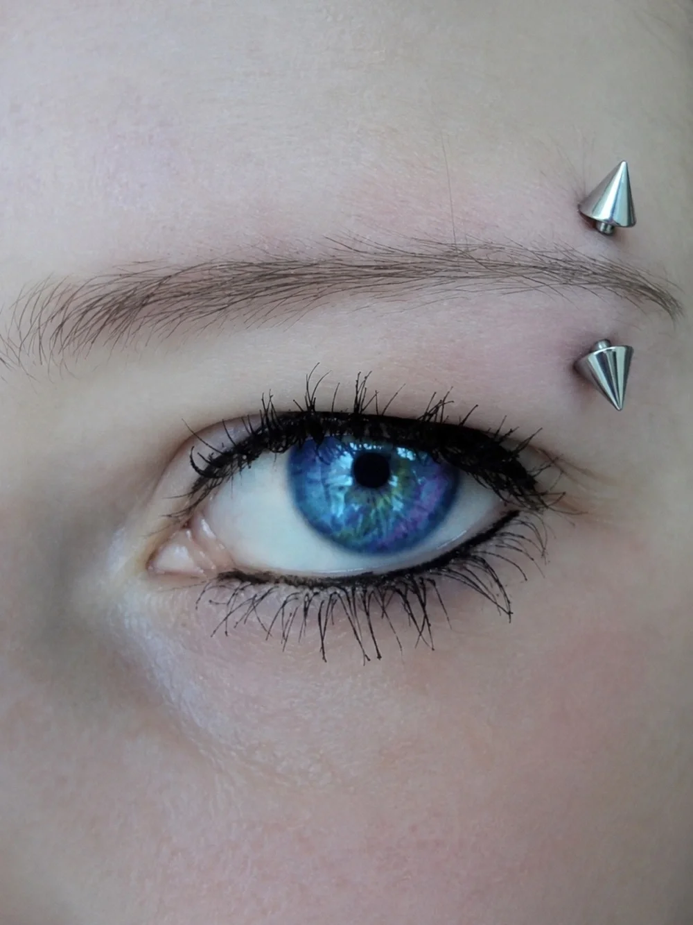 Silver Spike Curved Barbell Eyebrow Ring Stainless Steel